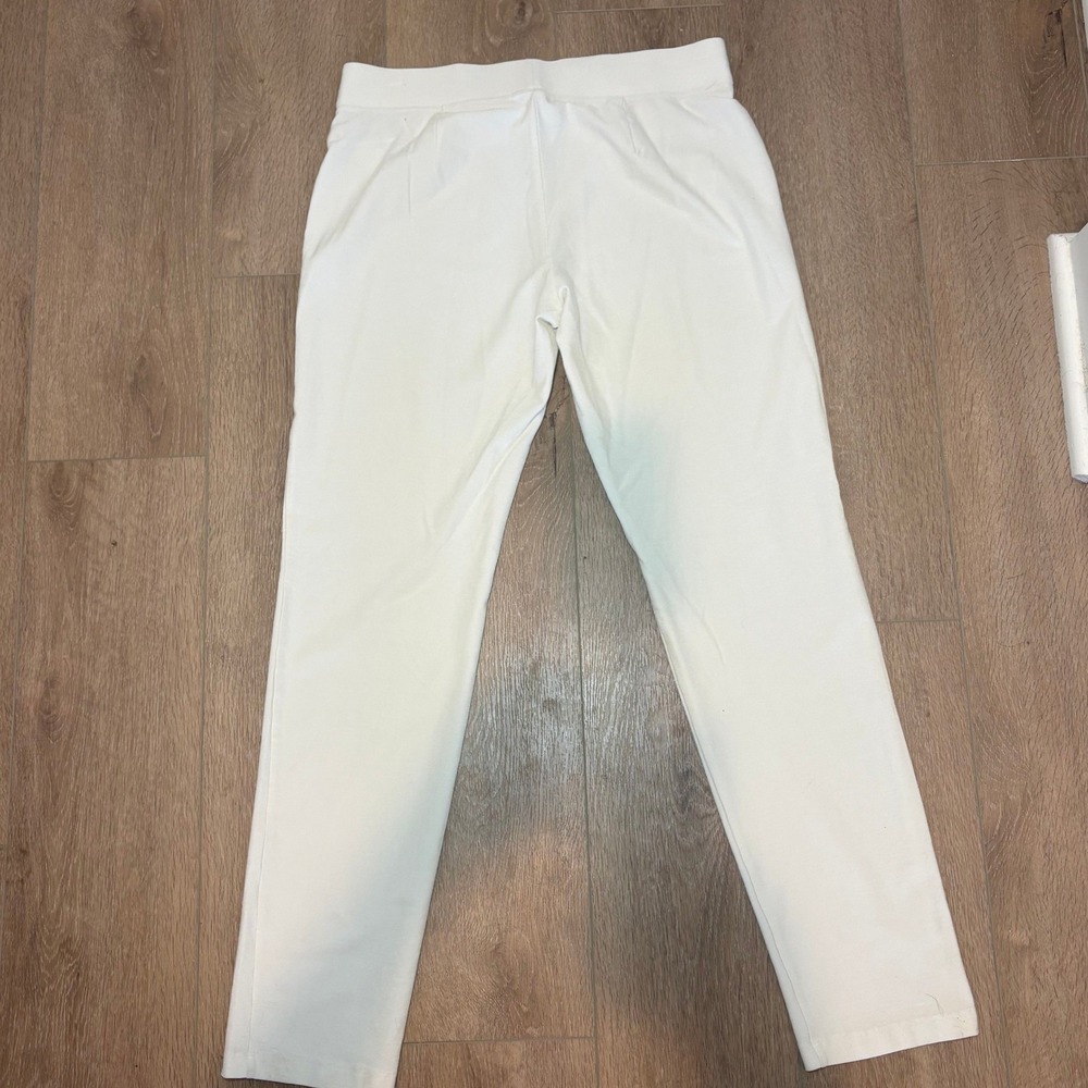 Eileen Fisher Womens White Stretch Crepe Slim Ankle Pants Size M Elastic Waist - Picture 3 of 9